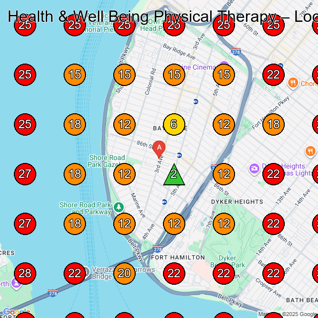 Health & Well Being Physical Therapy GeoGrid visibility map for Physical Therapist in Brooklyn